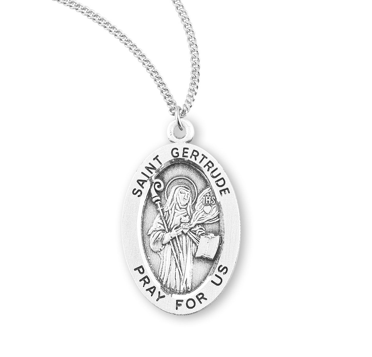HMH Die Struck Hand Engraved Patron Saint Gertrude Oval Sterling Silver ...