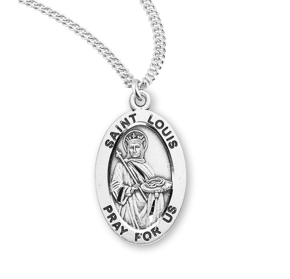Patron Saint Louis Oval Sterling Silver Medal - Walmart.com