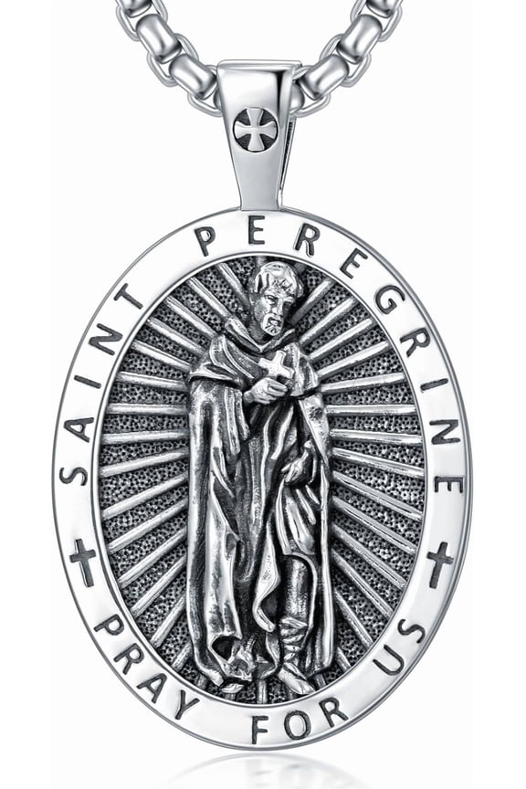 Patron Saint Necklace 925 Sterling Silver Amulet Protection Pendant Religious Jewelry for Men Women