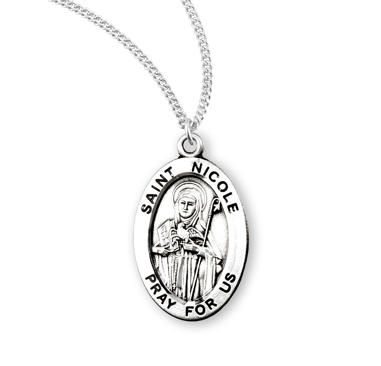 HMH Die Struck Hand Engraved Patron Saint Nicole Oval Sterling Silver ...