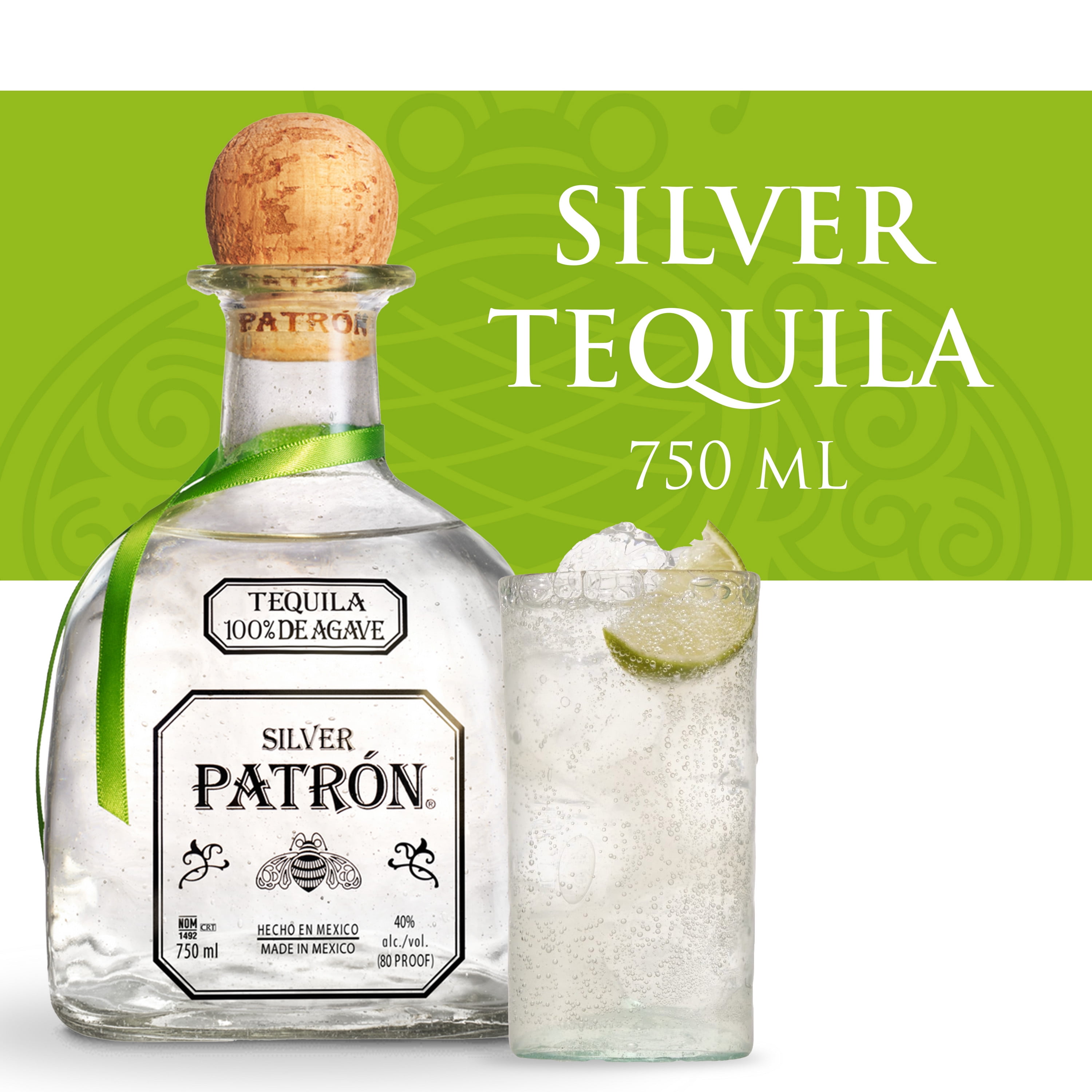 Patron Silver Tequila 40% ABV 750 ml Bottle Walmart com Patron Silver Tequila 40% ABV 750 ml Bottle Walmart com