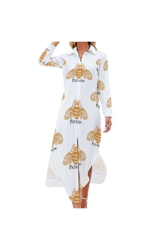 Patron Tequila Logo T Shirt Long Sleeved Shirt Dress summer dresses ladies Prom gown purple dress