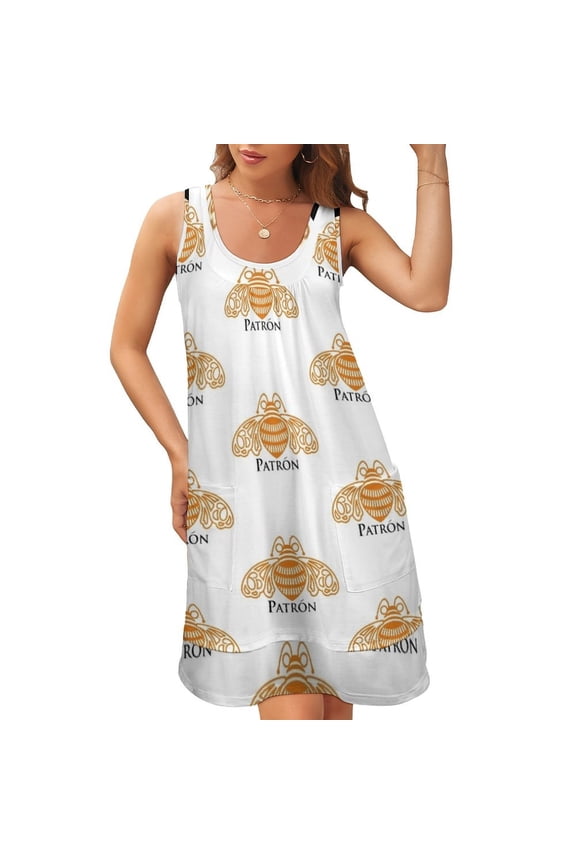 Patron Tequila Logo T Shirt Sleeveless U-Neck Fake Two Piece Dress dress women's luxury party dress birthday for women