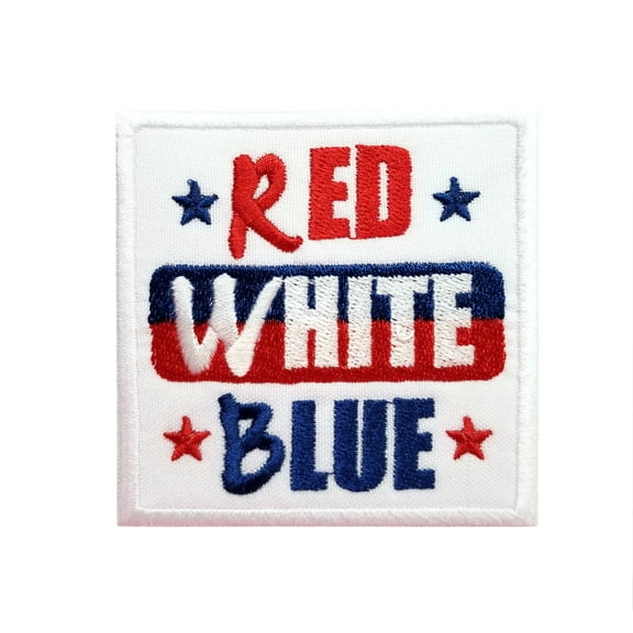 Patrotic American 4th Fourth of July Red White Blue Embroidered Iron On Patch