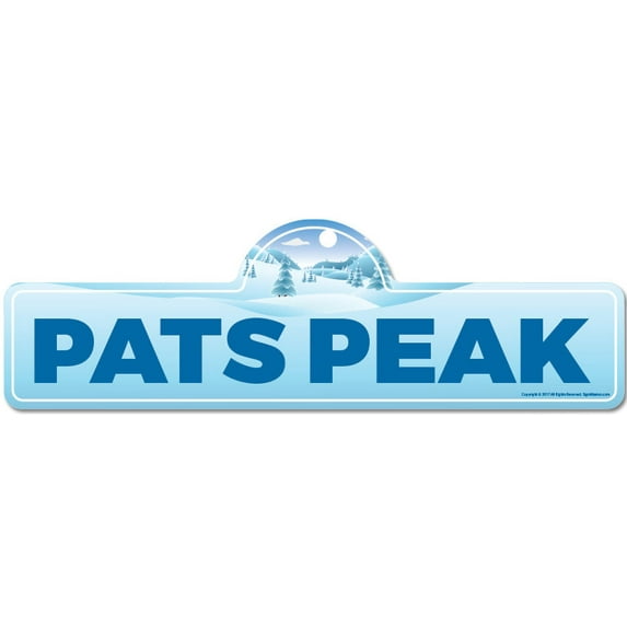 Pats Peak Street Sign | Indoor/Outdoor | Skiing Skier Snowboarder Décor for Ski Lodge Cabin Mountian House | SignMission personalized gift