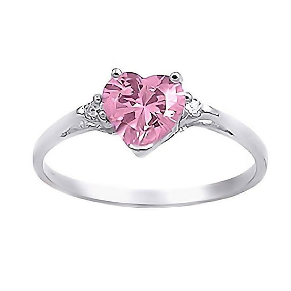 Patsy: 0.81ct Heart Cut Pink Tourmaline Ice CZ Promise Friendship Ring sz 7.5