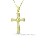 thumbnail image 1 of Pattée / Formée Cross Cubic Zirconia CZ Crystal Pave & "X" Rope 37x19mm (1.5x0.75in) Pendant & Chain Necklace in .925 Sterling Silver w/ 14k Yellow Gold, 1 of 1