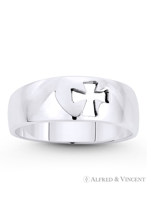 Pattée / Formée Medieval Cross Cutout 3-6mm Band in Oxidized .925 Sterling Silver