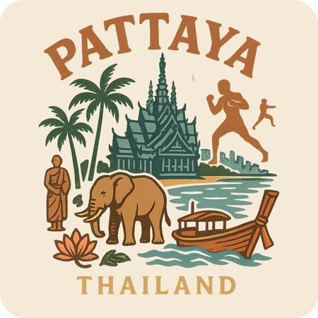 Pattaya Thailand Keepsakes Souvenir Vinyl Sticker – Destination Travel Keepsake Collectible (3-Inches Wide)