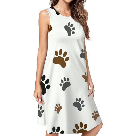Pattern Animal Paw Dog Paw Pattern Casual Sleeveless Loose Sundress Dress For Women Summer Dress Daily Woman