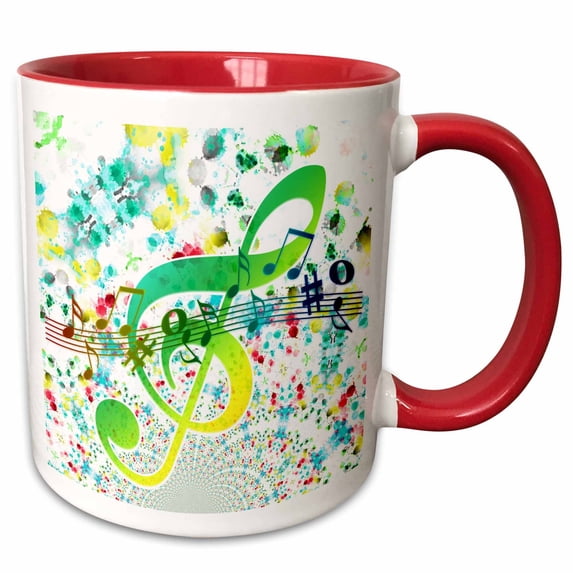 3drose, Pattern Art of Music Clef Musically, 11oz Two-tone Red Mug