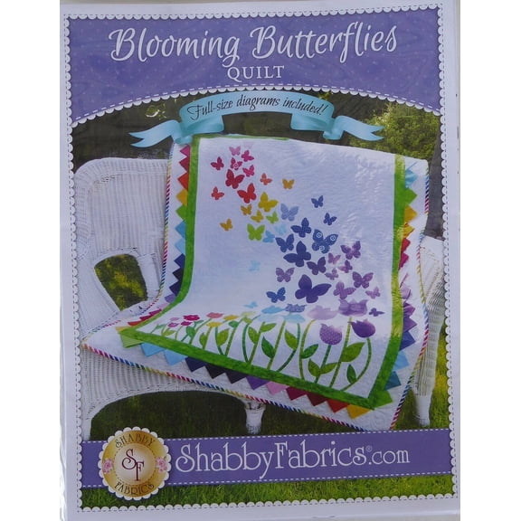 Pattern~Blooming Butterflies,Quilt Pattern by Shabby Fabrics~ 40 1/2'' x 51 1/2'