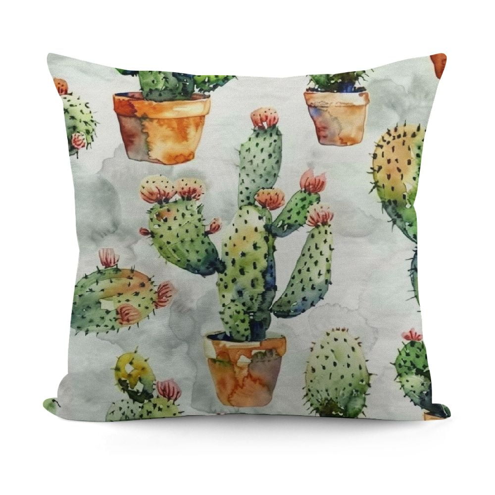Pattern Cactus Watercolor Cactus in a Pot Isolated Objects Green Brown