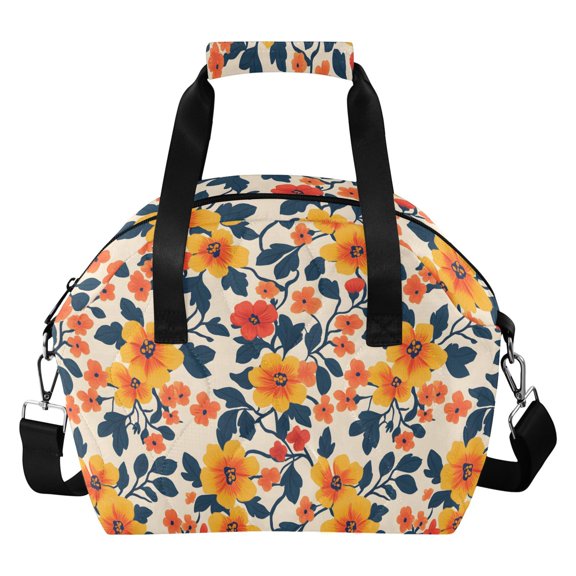 Pattern Of Cantua Flowers in The Style Of Dorian Valle Insulated Lunch Bag for Women Leakproof Reusable Cooler Lunch Box with Adjustable Shoulder Strap Portable Tote Bag for Work Picnic Travel