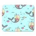 thumbnail image 1 of Pattern Cat Mermaid on Blue Fish Beautiful Black Mousepad Mouse Pad Mouse Mat 9x10 inch, 1 of 3