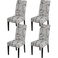 thumbnail image 1 of Pattern Chair Covers for Dining Room Set of 4, High Stretch Removable Washable Parsons Chair Slipcover for Home Party Hotel Wedding Ceremony (4PCS, Lotus Gray), 1 of 6