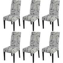Pattern Chair Covers for Dining Room Set of 6, High Stretch Removable Washable Parsons Chair Slipcover for Home Party Hotel Wedding Ceremony (6PCS, Lotus Gray)
