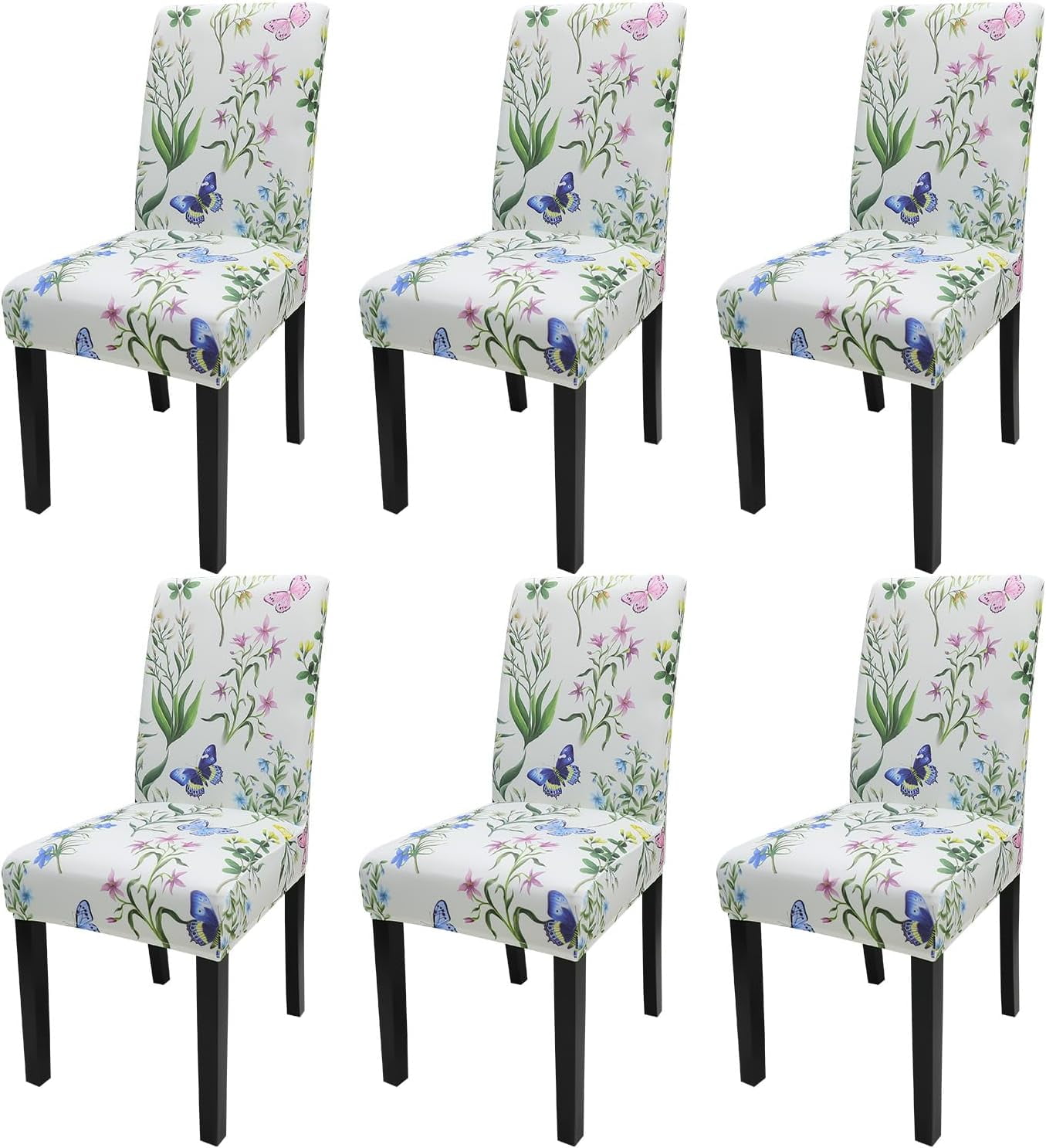 Pattern Chair Covers for Dining Room Set of 6, High Stretch Removable ...