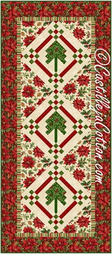 Festive Christmas Tree Pieced Table Runner 29" x 66"