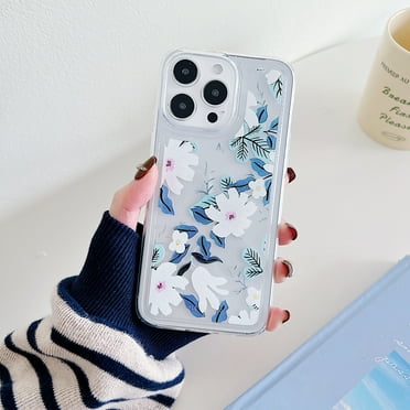 Pattern Clear Case for iPhone 14 Pro Max Cute Flower Floral Pattern Slim Case for iPhone 14 Pro Max Women Girls Shockproof Non-Yellowing TPU Bumper Protective Cover, Flower-B