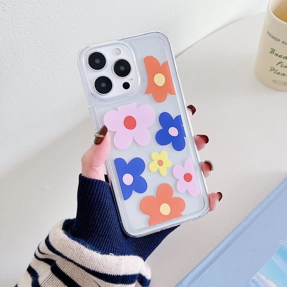 Pattern Clear Case for iPhone 15 Pro Cute Flower Floral Pattern Slim Case for iPhone 15 Pro Women Girls Shockproof Non-Yellowing TPU Bumper Protective Cover, Flower-F