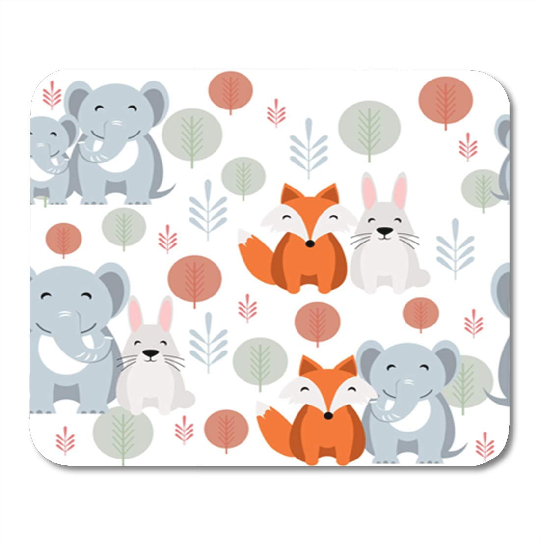 Pattern Cute Elephant Fox Rabbit Lion Cartoon Character Mousepad Mouse ...