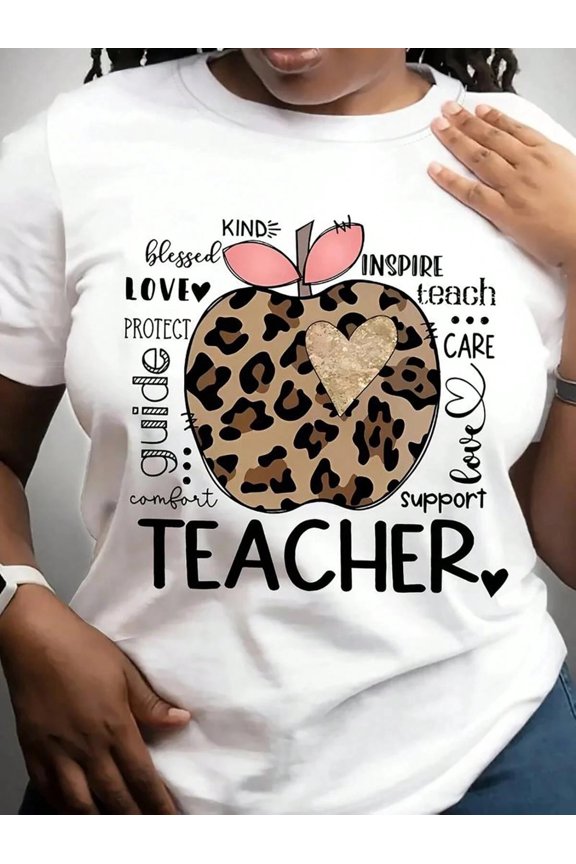 Pattern Element - Print Leopard - Heart Teacher Tee