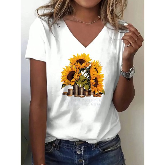 Pattern Element - Print  Sunflowers  Coins   Tee