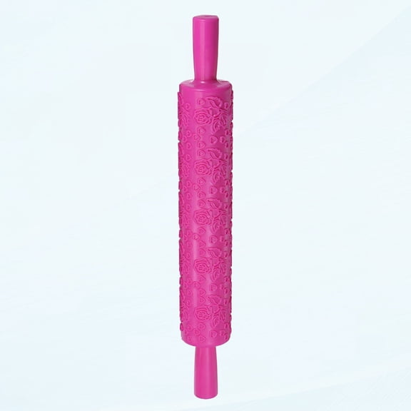 Pattern Embossed Rolling Pin 14.57" x 1.97" 3D Rose Heart Pattern PP Non-Stick Plastic Embossing Texture Rolling Pins for Baking Cookie Pastry Fondant Pastry Clay, Red