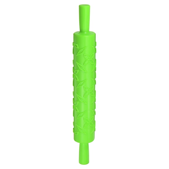 Pattern Embossed Rolling Pin PP 37cm x 5cm Leaf, Green