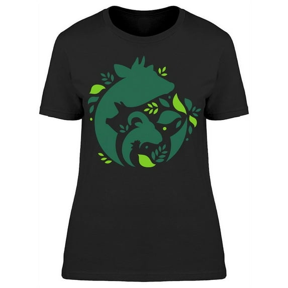 Pattern Farm Animals Leaves T-Shirt Women -Image by Shutterstock, Female Large