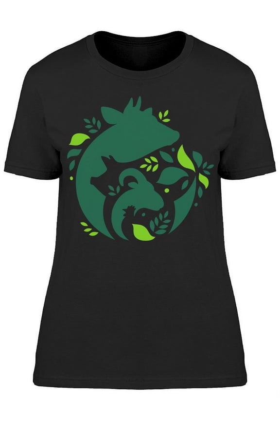 Pattern Farm Animals Leaves T-Shirt Women -Image by Shutterstock, Female Small