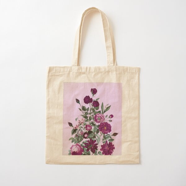 Tulip Floral Canvas Tote Bag For Women - Large 16.5x12.2 Inch Reusable Grocery Shopping Bag, Botanical Aesthetic Book Bag