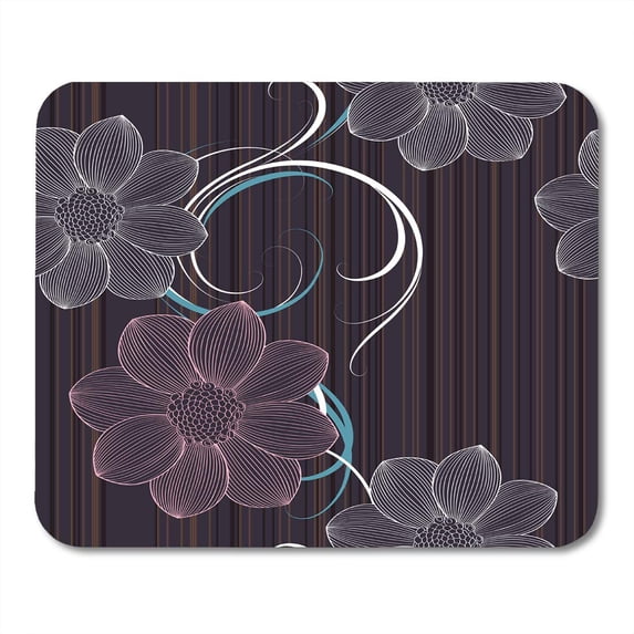Pattern Flower Dahlias Hand for The of Wall Abstract Blossom Border Mousepad Mouse Pad Mouse Mat 9x10 inch
