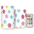 thumbnail image 1 of Pattern Flower Pattern Flameless LED Candle Set with Remote, Battery Operated Color Changing Pillar Candles, Set of 2, 1 of 7
