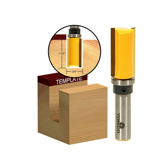Pattern/Flush Trim Router Bit - 3/4" W X 1-1/2" H- 1/2" Shank - Yonico 14137