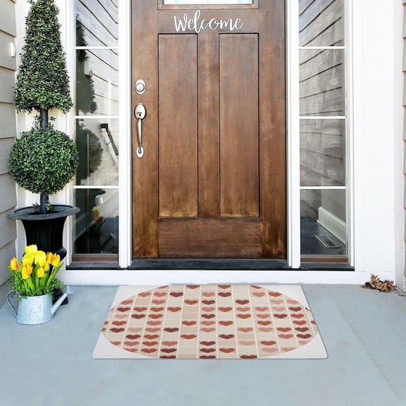 Pattern Heart Outdoor Doormats NonSlip Bath Rugs Absorbent Muddy Dirt Resist Door Mats 32''x20''