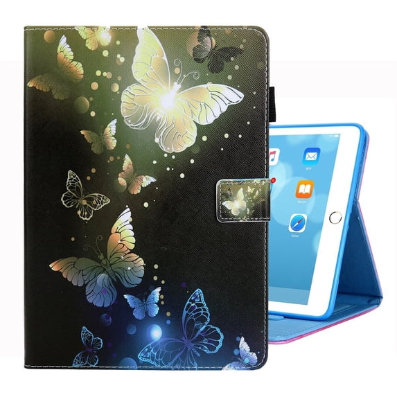 Pattern Horizontal Flip Case with Holder/ Card Slots/ Photo Frame for 10.2 Inch iPad 7th, 8th, 9th Gen - Golden Butterfly
