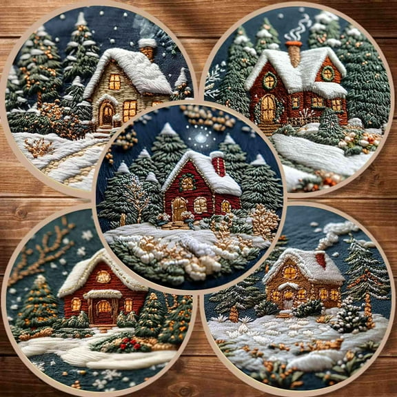 With Pattern and Instructions Embroidery Starter Kit Embroidery Kit for Beginners Cross Stitch Kit Christmas Embroidery Kits DIY Adult Cross Stitch Kits