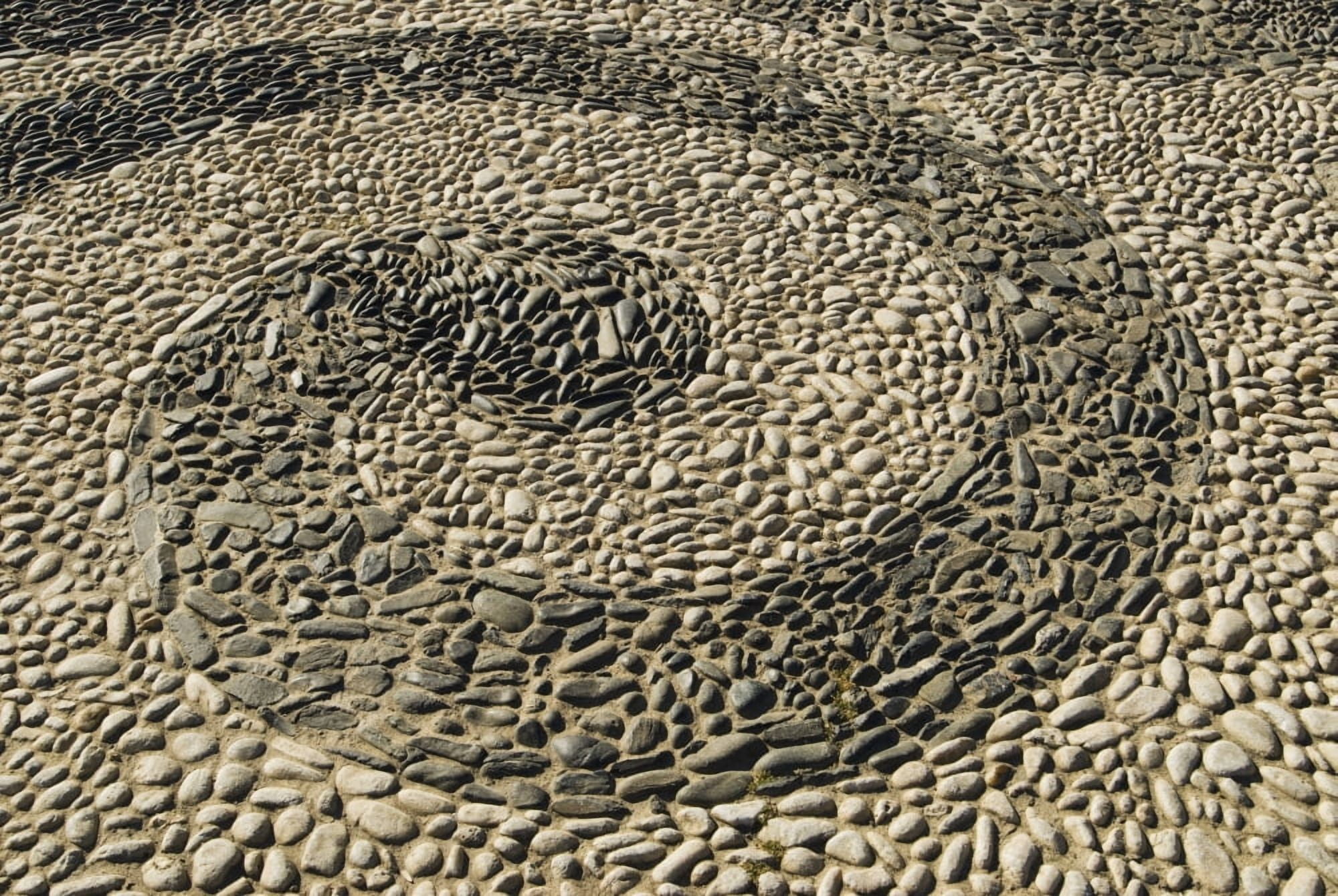 Pattern Made Of Stones In Pavement Canvas Art - Michael Thornton Design Pics (34 x 22)