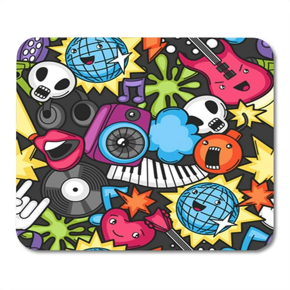 Pattern Music Party Kawaii Musical Instruments Symbols Cartoon Pop Mousepad Mouse Pad Mouse Mat 9x10 inch