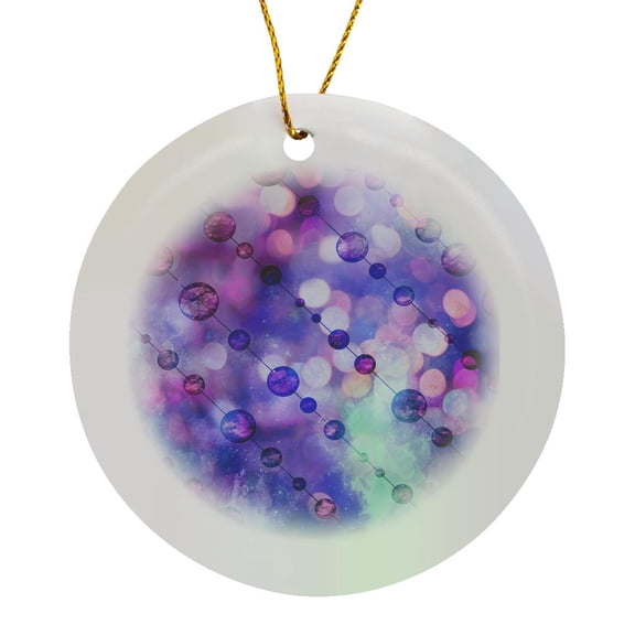 3drose, Pattern of Abstract Bokeh Light in Blue and Purple, Circle Porcelain Ornament