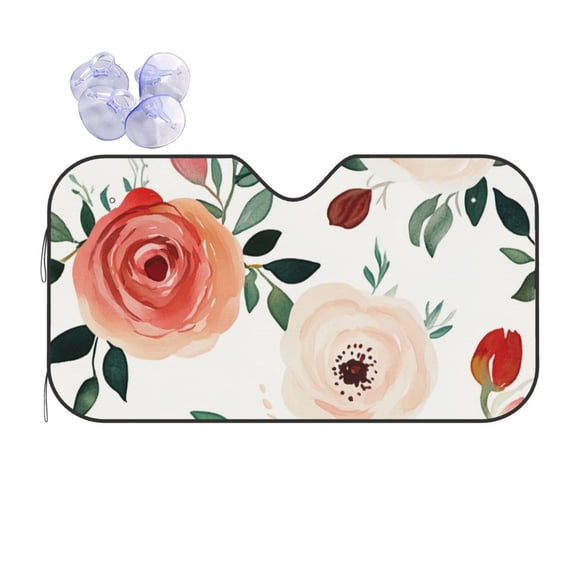 Pattern Of Flower And Plant Car Windshield Sun Shade Universal Fit Auto Sun Visor Protector
