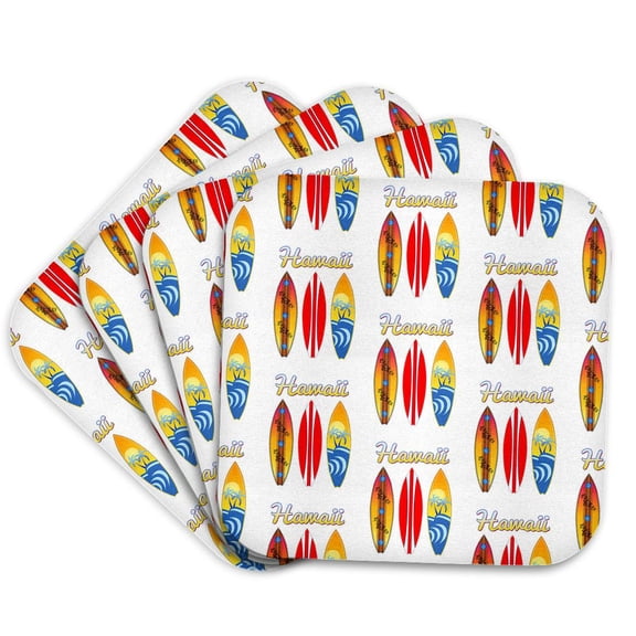 3drose, Pattern of Hawaiian Retro Surfboards., Set of 4 Coasters - Soft