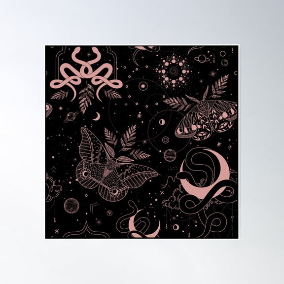 Pattern Of Magical And Dark Images Poster Wall Art, Modern Wall Decor, 16x16 UNFRAMED