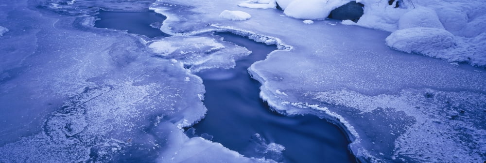 Pattern Of River Ice Twilight Anchorage Ak Sc Winter Canvas Art - Chris Arend Design Pics (36 x 14)