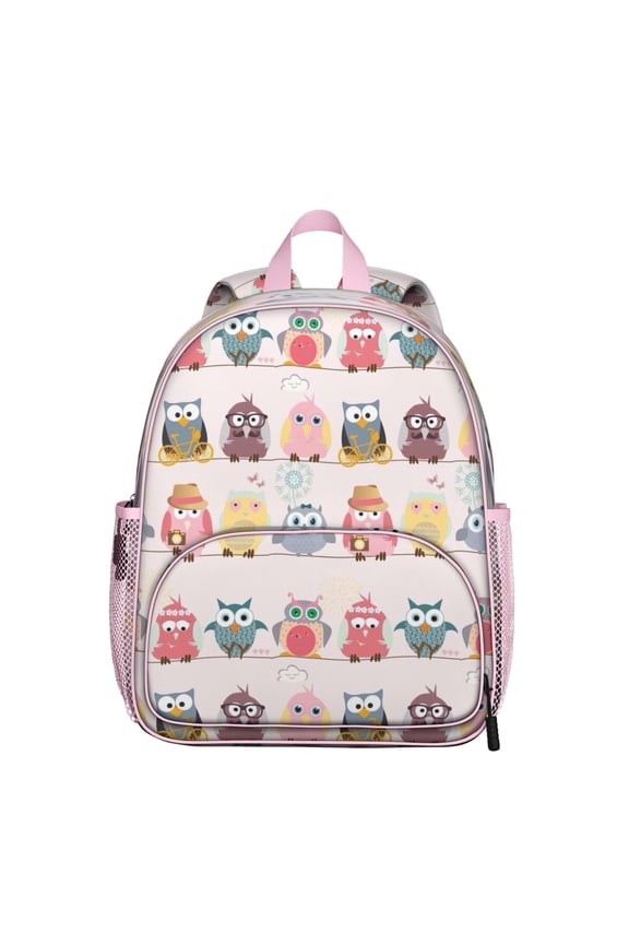 Pattern Owl Student Backpack – Big Eyes Snowy Owl Cartoon Print With Cute Night Design For Student
