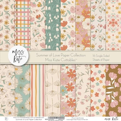 Miss Kate Cuttables Summer Love Paper Pack - 16 Sheets 12x12 Scrapbook Paper