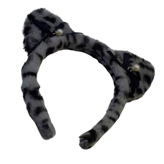 Pattern Plush Hairband for Adult Women with Cats Ear Birthday Party Hairhoop RolePlay Props Face Washing Headband
