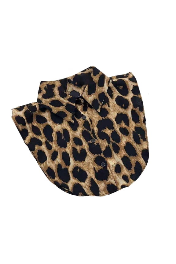Pattern Print Faux Collar Detachable Blouse Lapel False Collar Button Up Half Shirt Layering Top Womens Favor